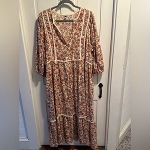 Old Navy Floral Maxi Dress - Red and Cream
